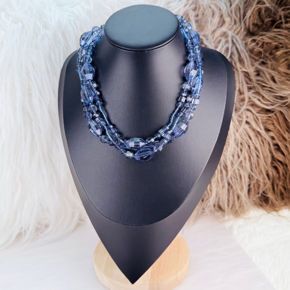 Pretty blue reflective, layering, multi strand necklace